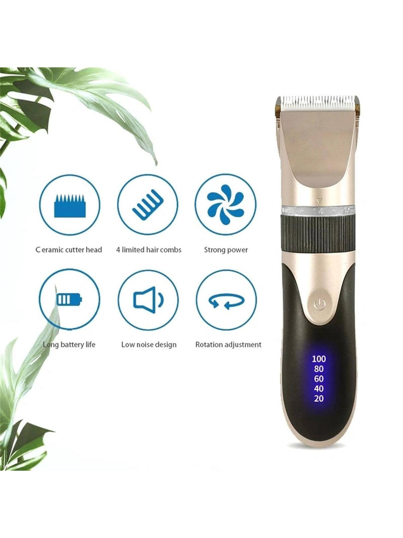 1 Peça Aparador de cabelo recarregável com bateria 1200mAh, indicador de bateria, adequado para todos os tipos de cabelo, portátil, para corte de cabelo adulto e infantil, dourado 1082