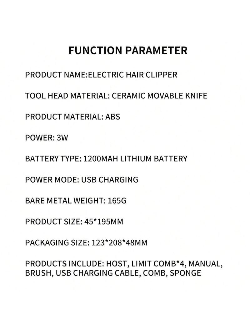 1 Peça Aparador de cabelo recarregável com bateria 1200mAh, indicador de bateria, adequado para todos os tipos de cabelo, portátil, para corte de cabelo adulto e infantil, dourado 1082