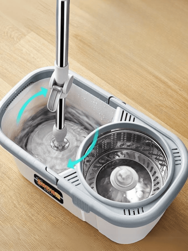 Mop Esfregão 13 Litros Giratório Balde Com Reservatorio Rodo De limpeza 360° 13 Litros Base Flexível 360º inox