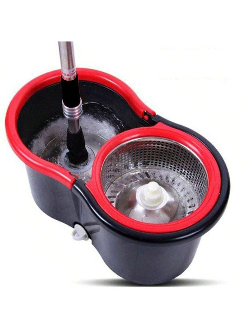 Mop Esfregão Giratório Inox de Limpeza Com Rodinha e Refil