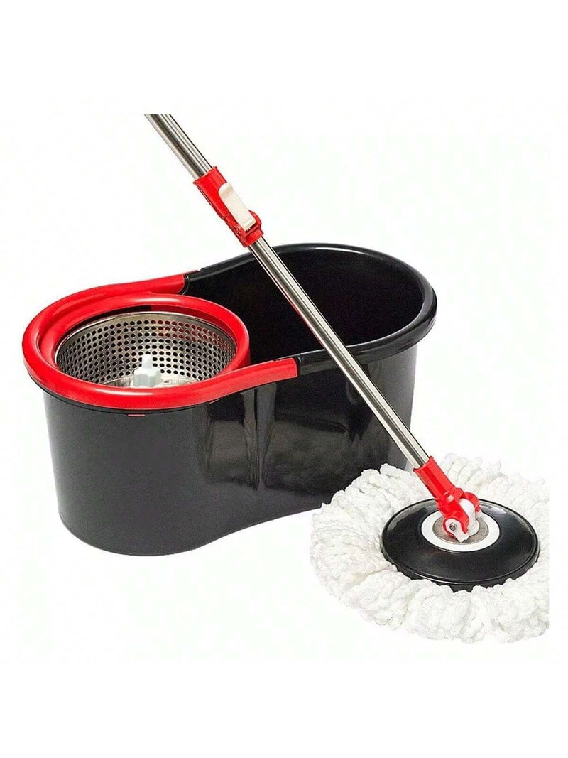 Mop Esfregão Giratório Inox de Limpeza Com Rodinha e Refil