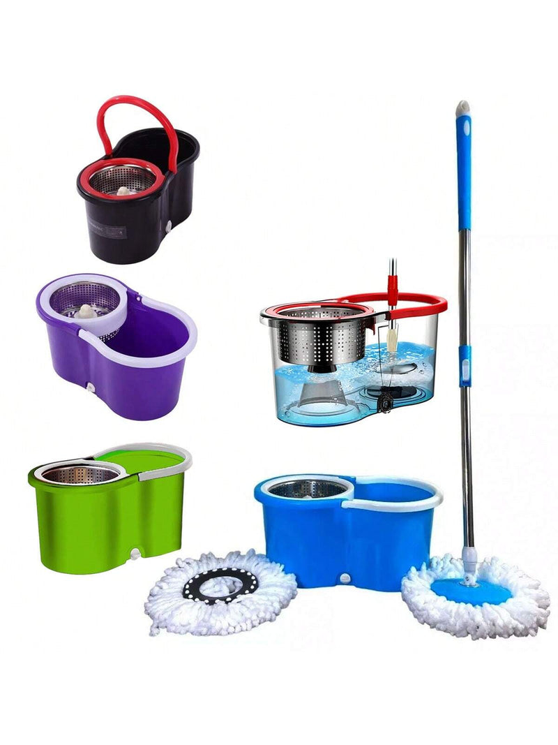Mop Esfregão Giratório Inox de Limpeza Com Rodinha e Refil