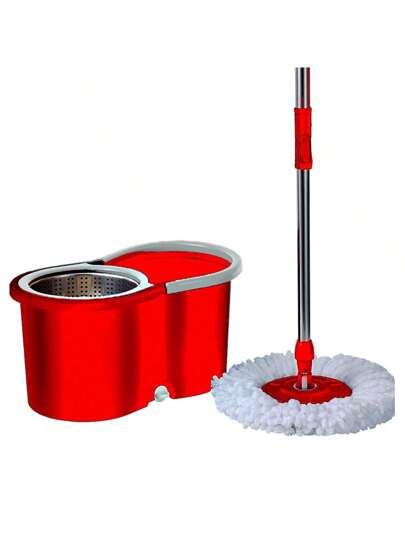 Mop Esfregão Giratório Inox de Limpeza Com Rodinha e Refil