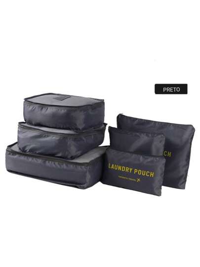 Organizador Necessaire Viagem Mala Kit 6 bolsa Pratico Look Roupas-11006