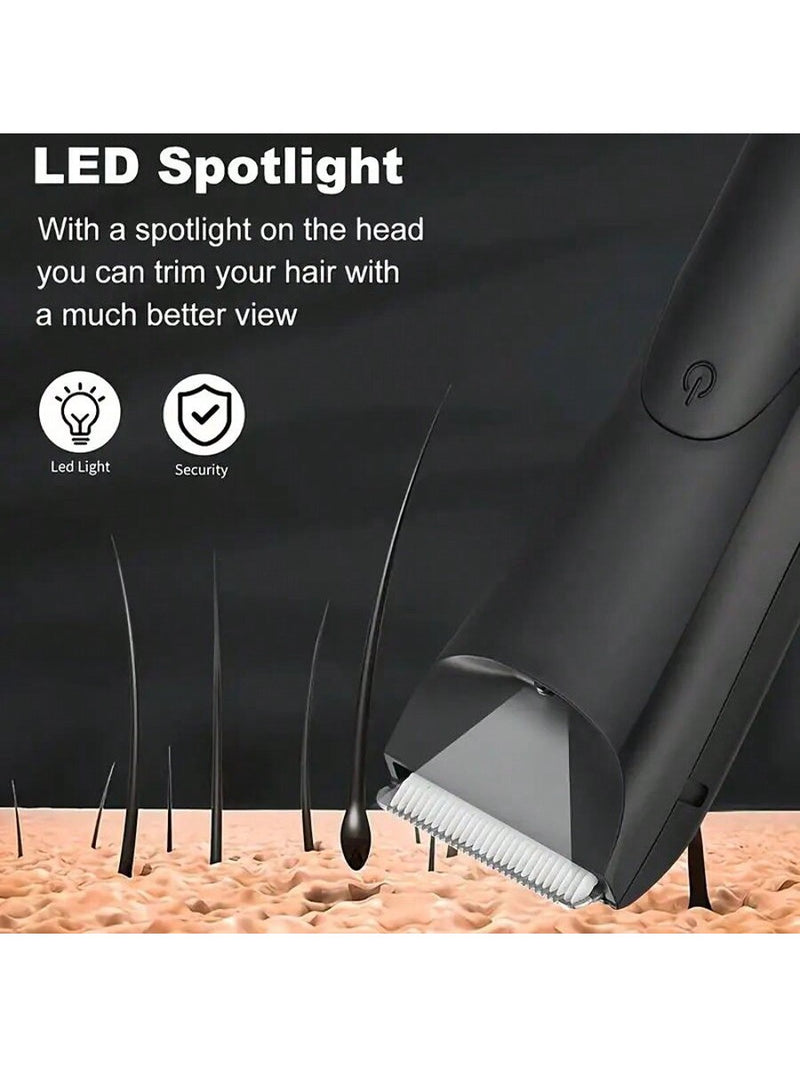Aparador de Cabelo Corporal Elétrico Unissex, Kit de Grooming Recarregável e Sem Fio com Lâmina de Cerâmica, Visor LED, para Remoção de Cabelo de Homens e Mulheres, Grooming de Corpo Inteiro