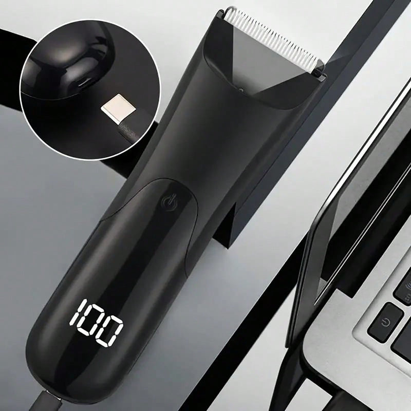 Aparador de Cabelo Corporal Elétrico Unissex, Kit de Grooming Recarregável e Sem Fio com Lâmina de Cerâmica, Visor LED, para Remoção de Cabelo de Homens e Mulheres, Grooming de Corpo Inteiro