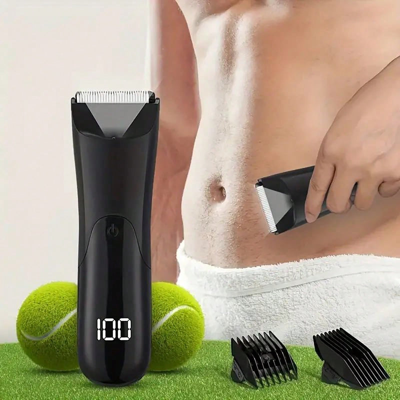 Aparador de Cabelo Corporal Elétrico Unissex, Kit de Grooming Recarregável e Sem Fio com Lâmina de Cerâmica, Visor LED, para Remoção de Cabelo de Homens e Mulheres, Grooming de Corpo Inteiro