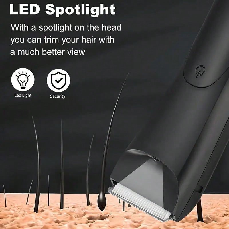 Aparador de Cabelo Corporal Elétrico Unissex, Kit de Grooming Recarregável e Sem Fio com Lâmina de Cerâmica, Visor LED, para Remoção de Cabelo de Homens e Mulheres, Grooming de Corpo Inteiro