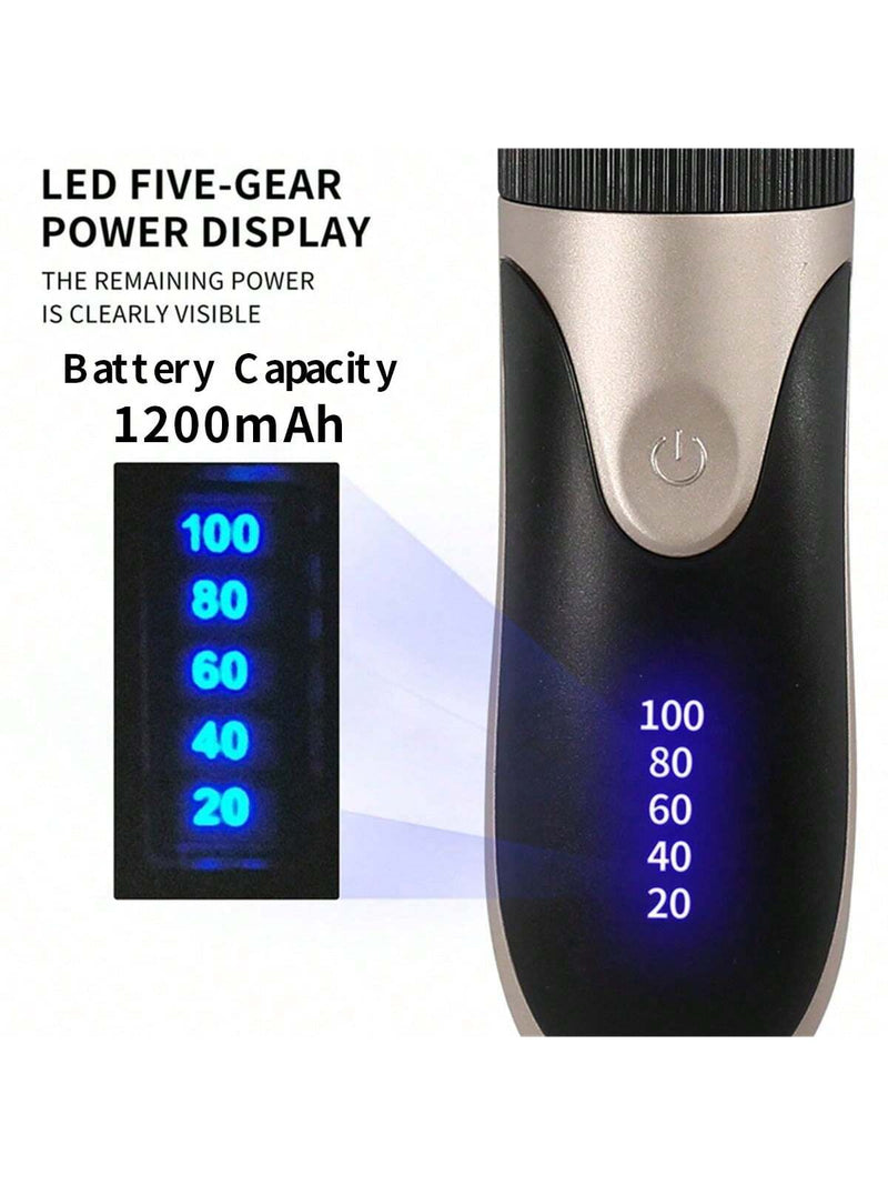 1 Peça Aparador de cabelo recarregável com bateria 1200mAh, indicador de bateria, adequado para todos os tipos de cabelo, portátil, para corte de cabelo adulto e infantil, dourado 1082