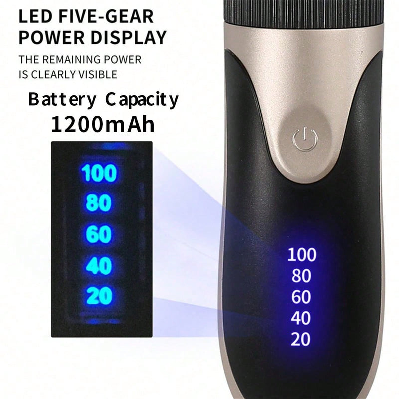 1 Peça Aparador de cabelo recarregável com bateria 1200mAh, indicador de bateria, adequado para todos os tipos de cabelo, portátil, para corte de cabelo adulto e infantil, dourado 1082