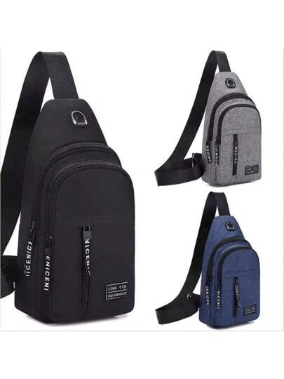 Mochila de Ombro Transversal Compacta Unilateral USB Trava de Código Pochete Á prova d'água
