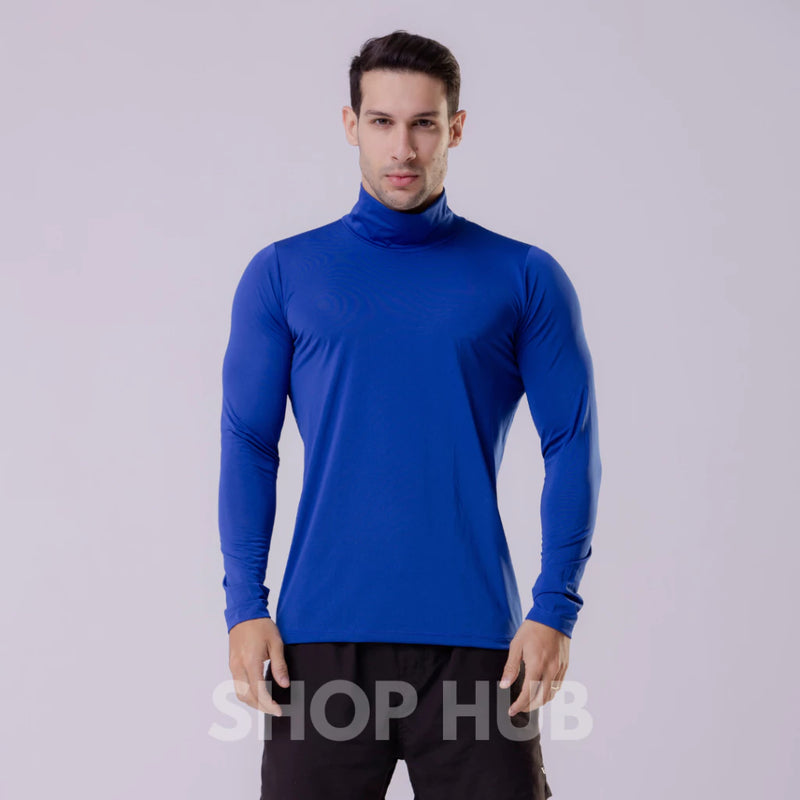 blusa gola alta masculina camisa termica segunda pele proteção solar Uv+50