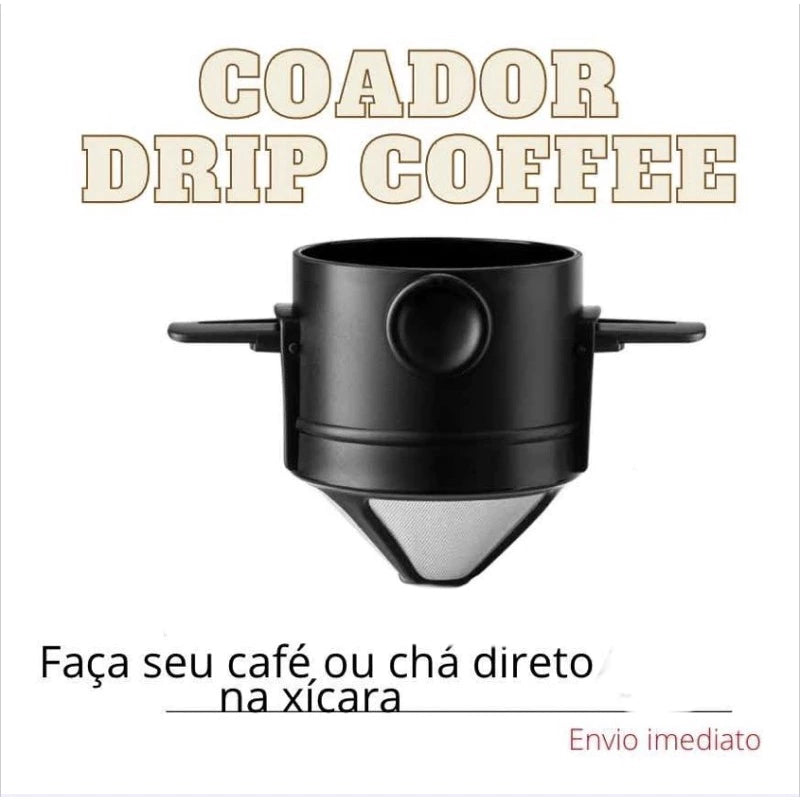 Filtro de café dobrável aço inoxidável portátil gotejamento café titular funil cesta reutilizável