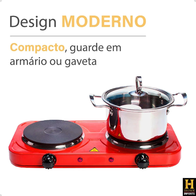Fogareiro De Indução Cooktop Fogão Portátil Elétrico 2 Bocas 2000w De Potencia Linha Premium