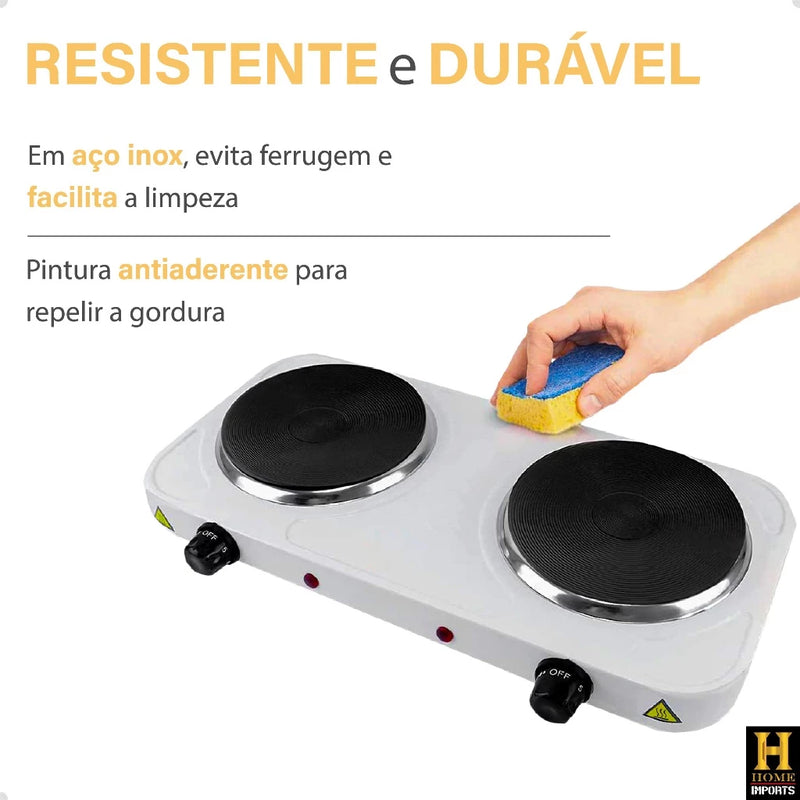 Fogareiro De Indução Cooktop Fogão Portátil Elétrico 2 Bocas 2000w De Potencia Linha Premium