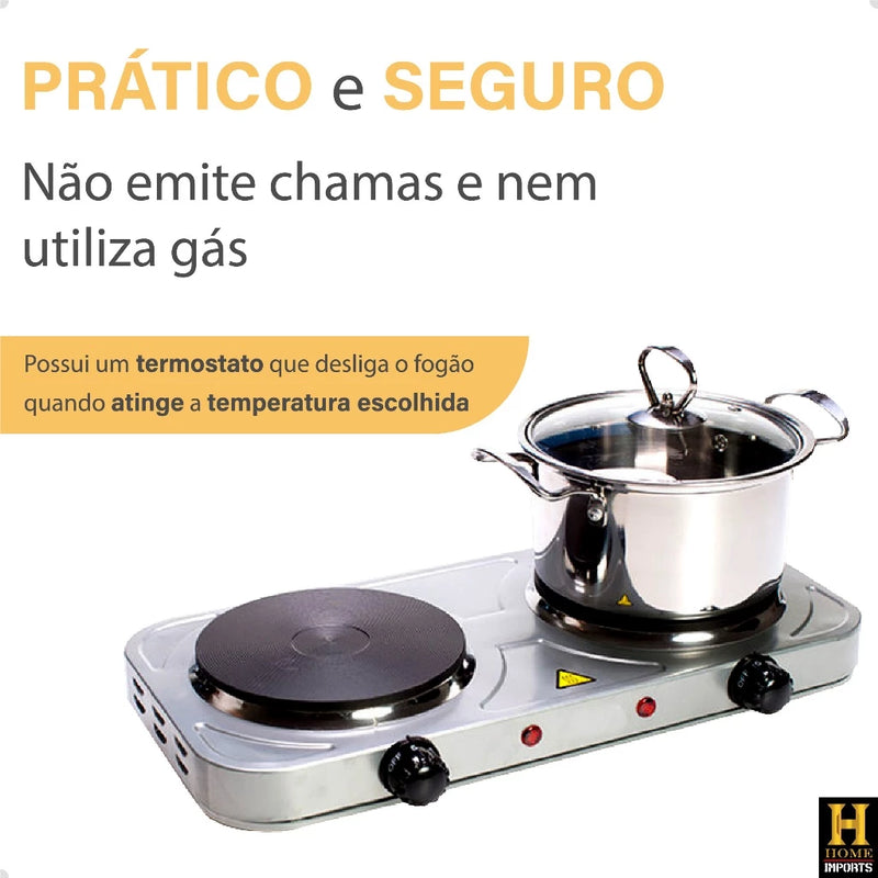 Fogareiro De Indução Cooktop Fogão Portátil Elétrico 2 Bocas 2000w De Potencia Linha Premium