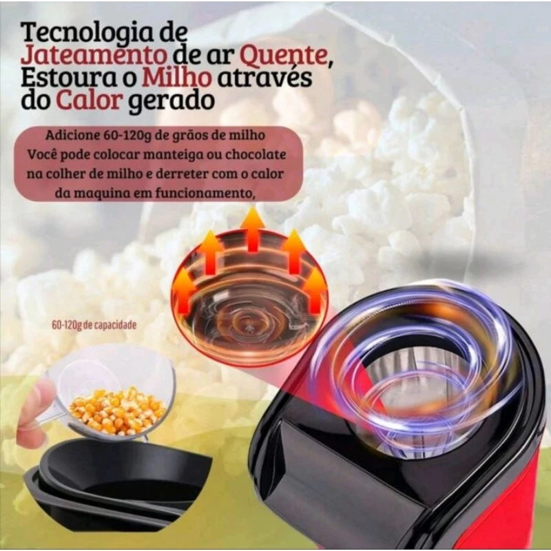 Pipoqueira Elétrica Sokany Pipocas na Hora, Pipocas Sequinhas, Livre de Óleo 127V 1100w Sokany
