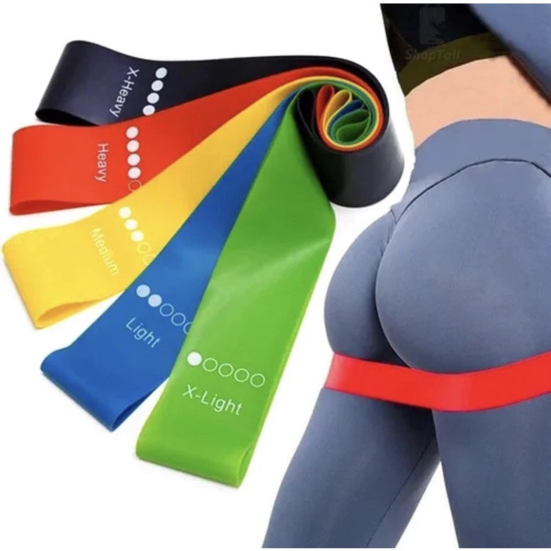 Kit 5 Faixas Elásticas Para Exercícios Multifuncional Yoga Fisioterapia e Treino
