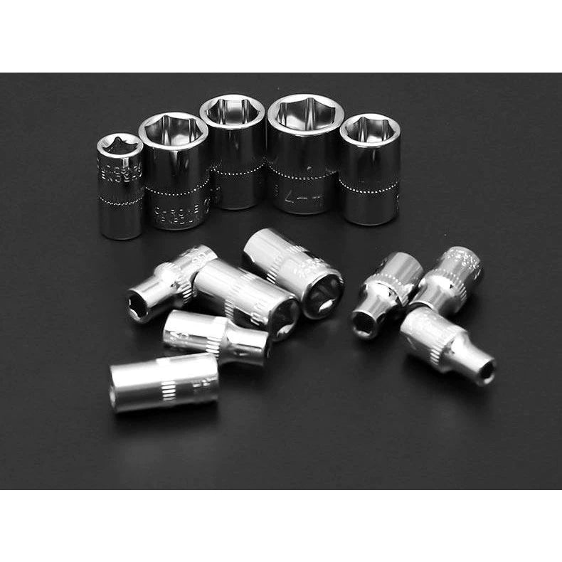 Maleta Jogo Conjunto Chave catraca 46/40 peças 1/4'' com soquete reversível resistente aço inox